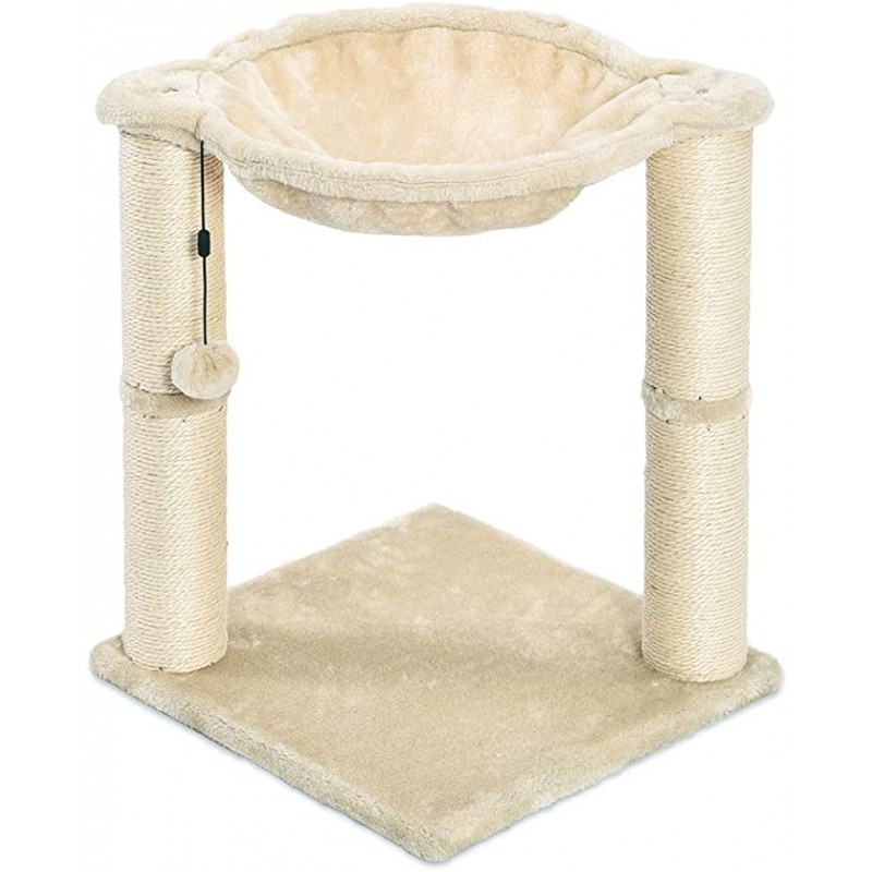 Amazon Basics Cat Tree Tower with Hammock and Scratching Posts for Indoor Cats - 15.75 x 19.7 x 15.75 Inches, Beige