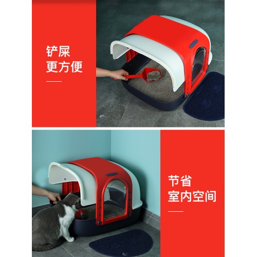Hot in Europe wholesale pet cleaning enclosed training cat litter box fashion and lightweight toilets for cats high quality